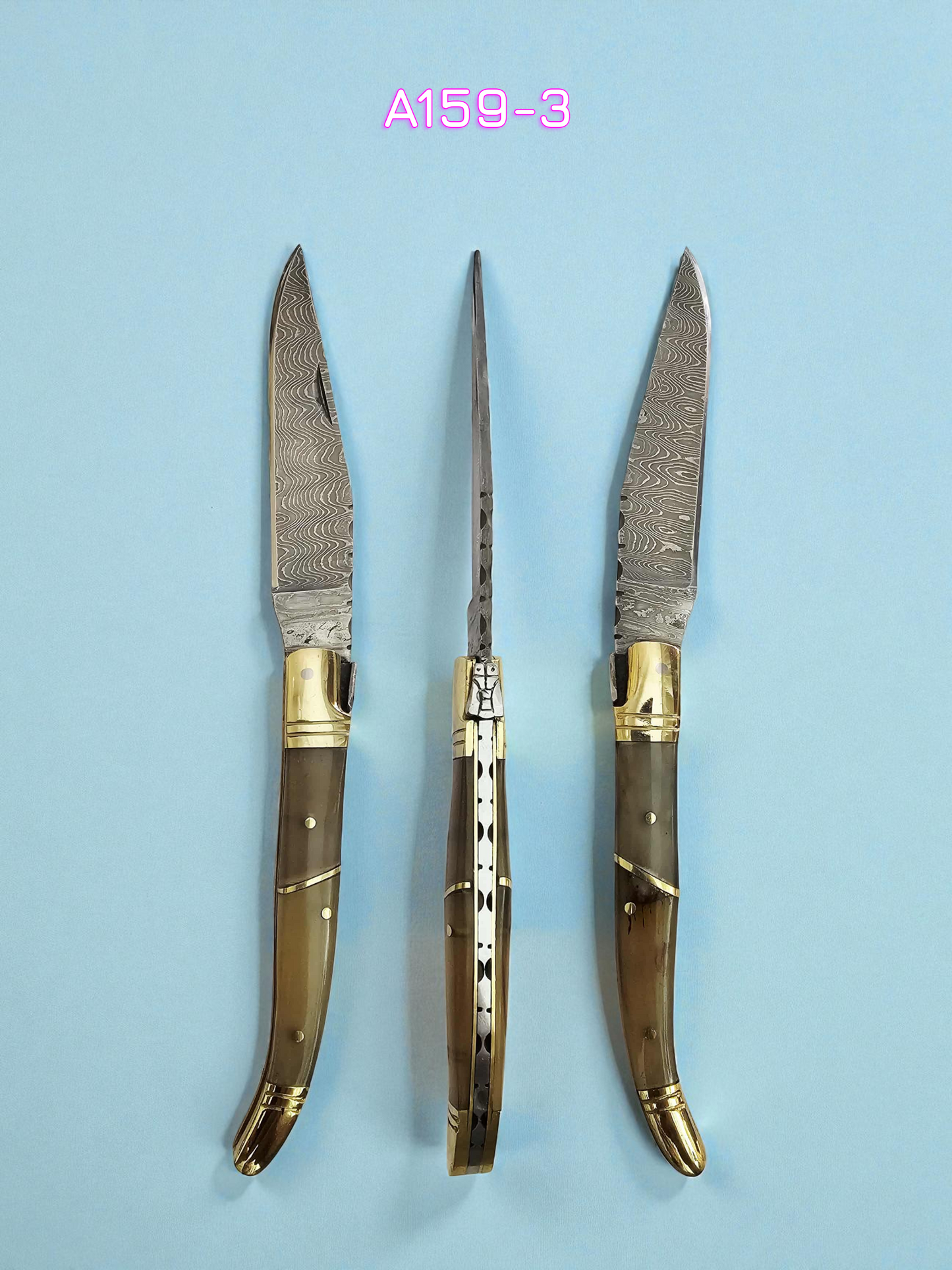 A159 Handmade Laguiole Classique - New-Gen Damascus Steel & African Buffalo Horn