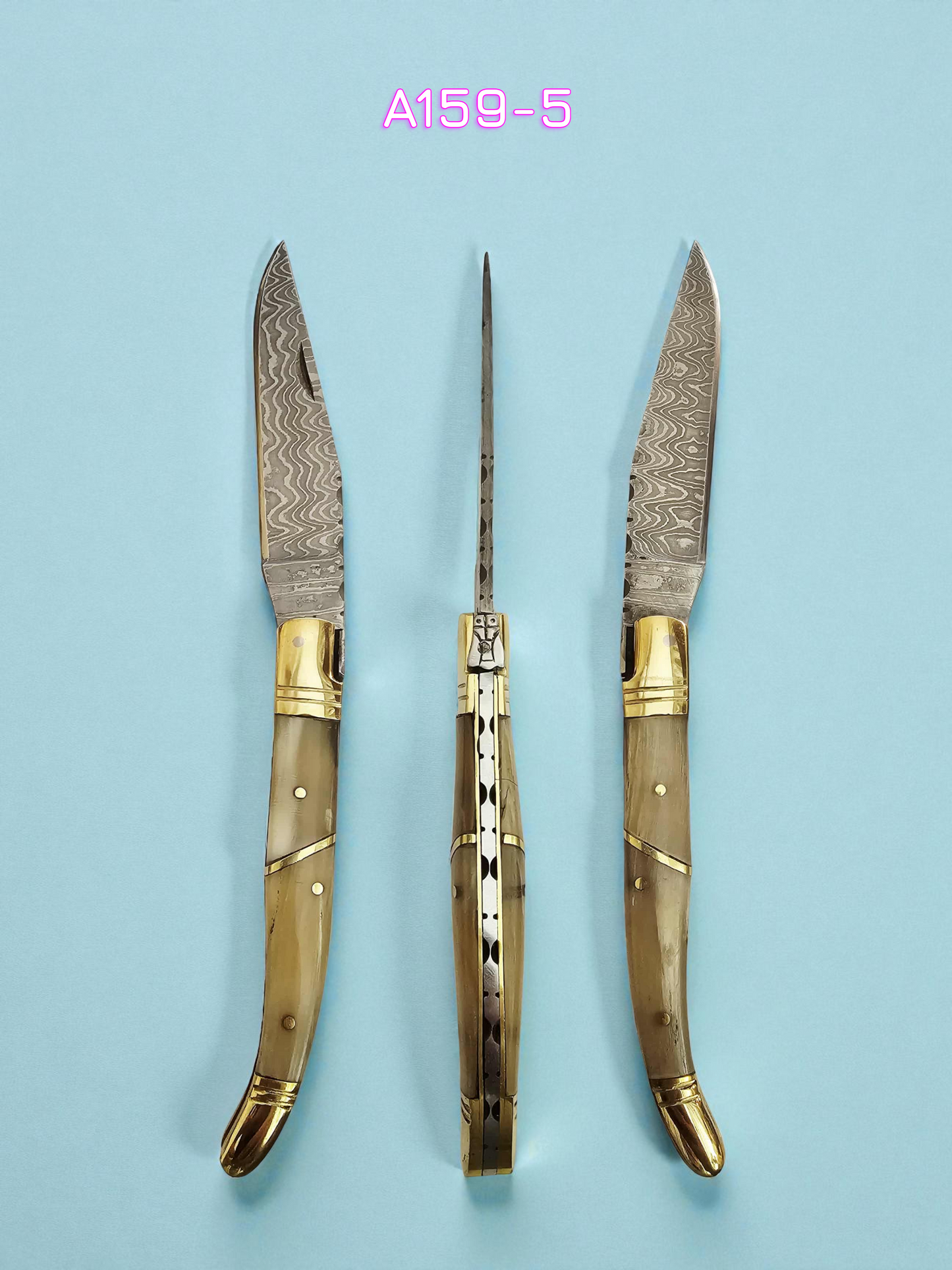 A159 Handmade Laguiole Classique - New-Gen Damascus Steel & African Buffalo Horn