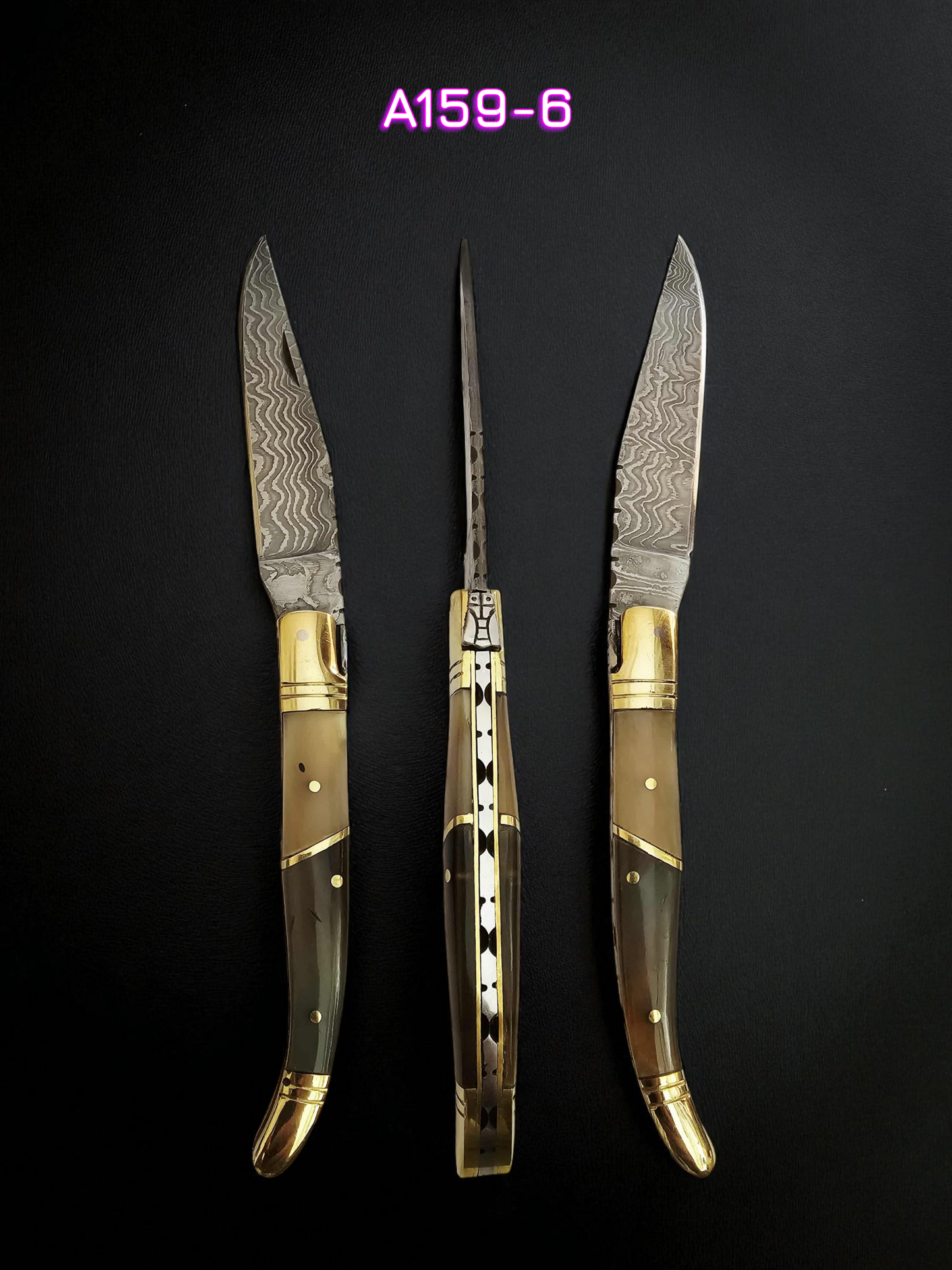 A159 Handmade Laguiole Classique - New-Gen Damascus Steel & African Buffalo Horn