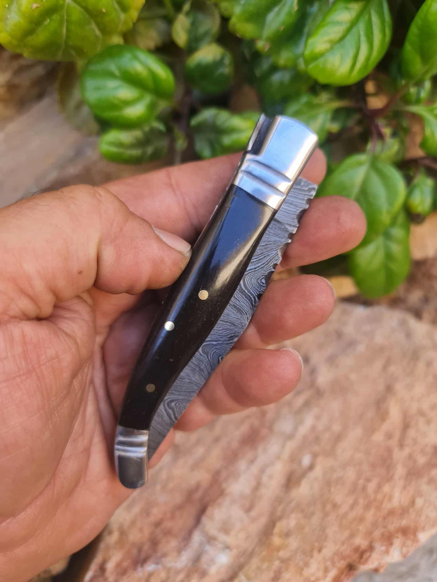 Handmade 22cm Laguiole Rustique with Damascus Steel - Stabilized Camel Bone with D2 Stainless Steel