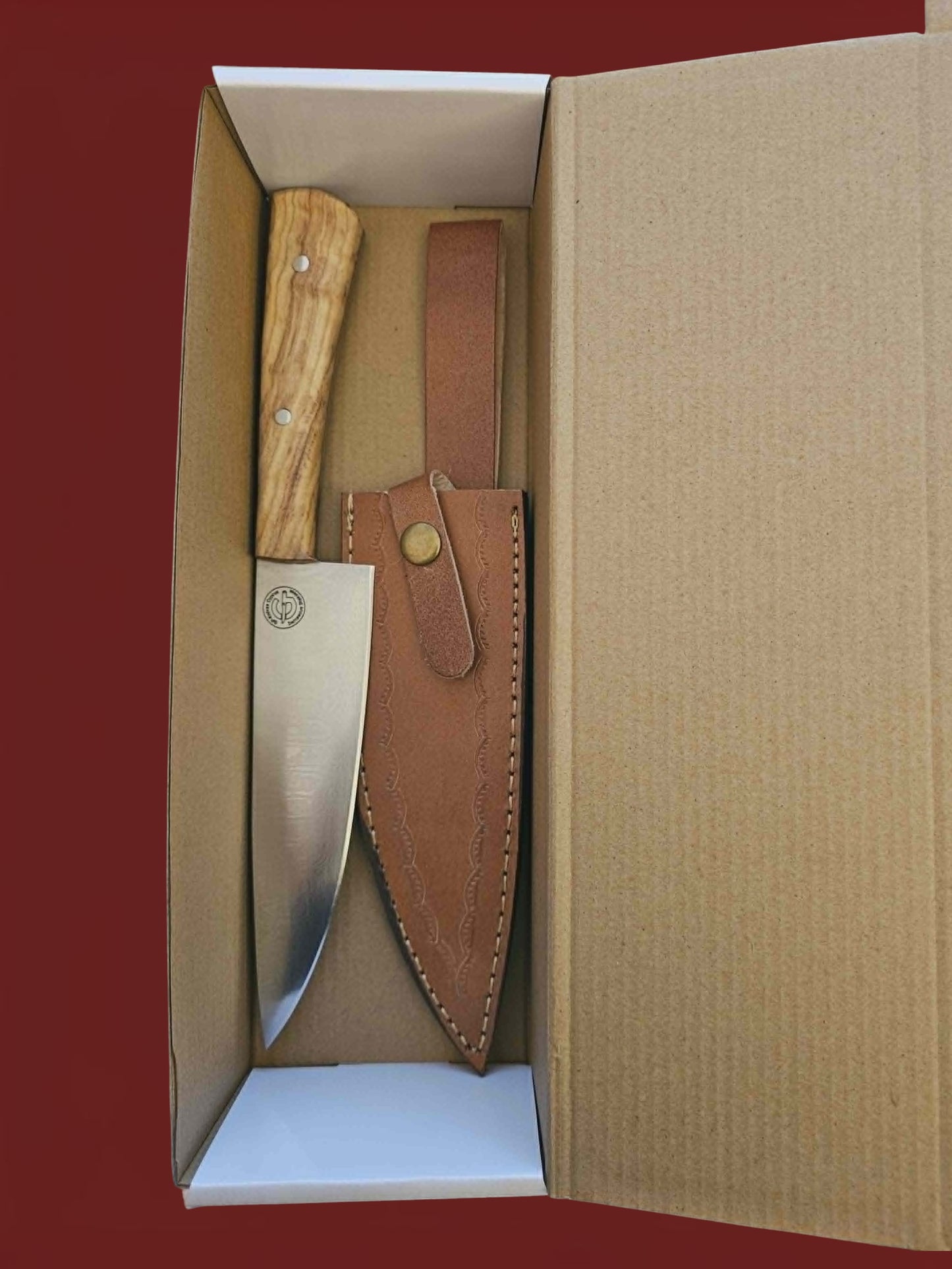 R035 Grand Chef Knife - Stainless Damascus & Wood