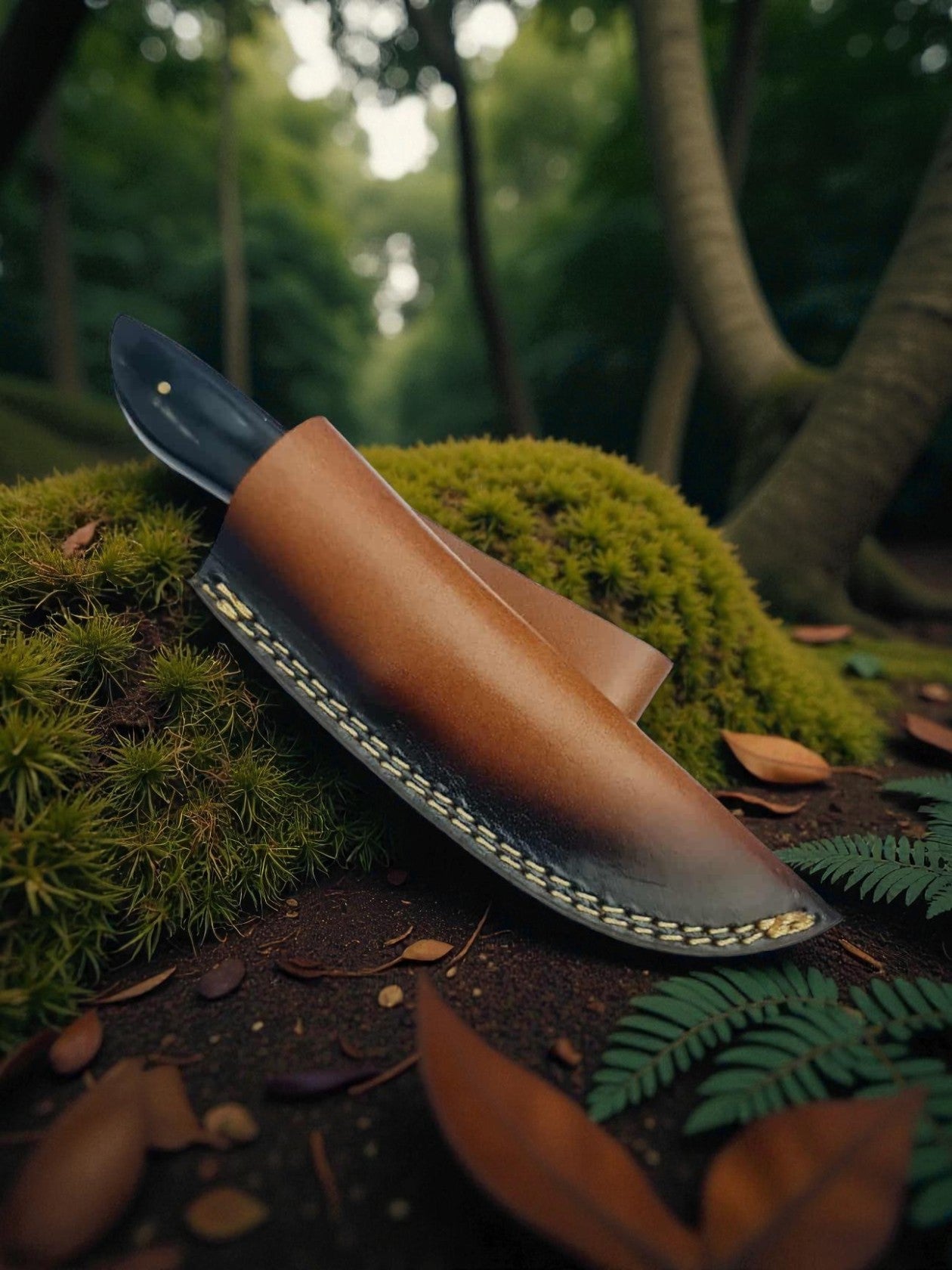 H145 Handmade Hunting Knife - Damascus Steel & Buffalo Horn