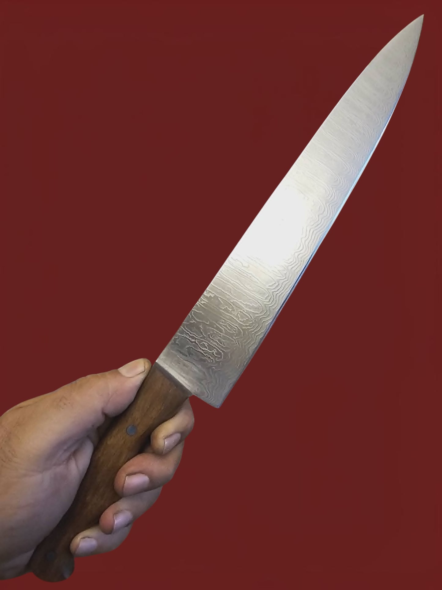 R045 Professional Chef Knife - Stainless Damascus & Wood