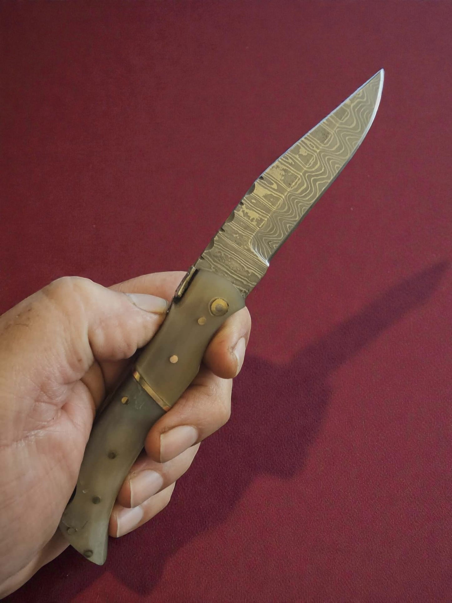 F043 - Χειροποίητο Laguiole Élite από Δαμασκηνό ατσάλι νέας γενιάς (ανοξείδωτο) & Κέρατο αφρικανικού βούβαλου