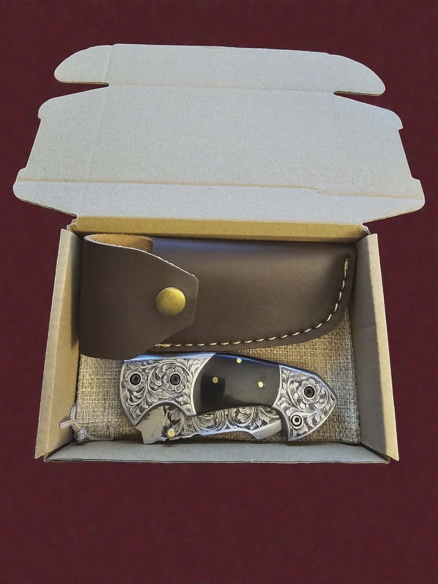 F065 - Χειροποίητο Exclusive EDC από Χειροποίητα χαραγμένο ανοξείδωτο ατσάλι & κέρατο βούβαλου