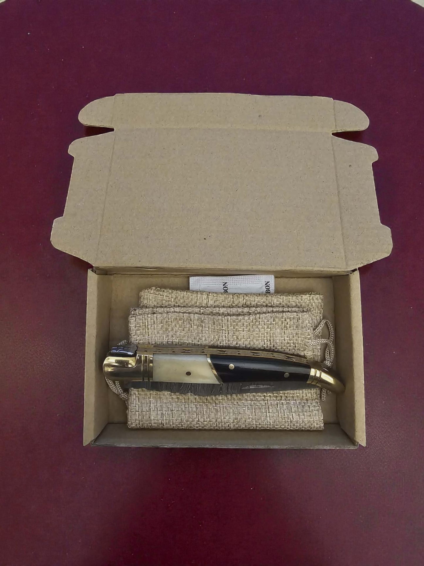 F016 - Χειροποίητο Laguiole Classique από Δαμασκηνό Ατσάλι - Κέρατο βούβαλου & κόκκαλο καμήλας