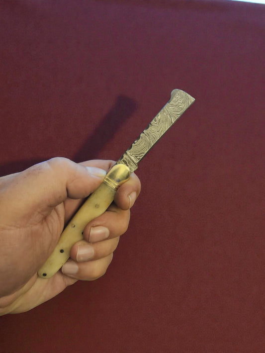 F002 - Χειροποίητο Sheepsfoot από Δαμασκηνό Ατσάλι & κόκκαλο καμήλας