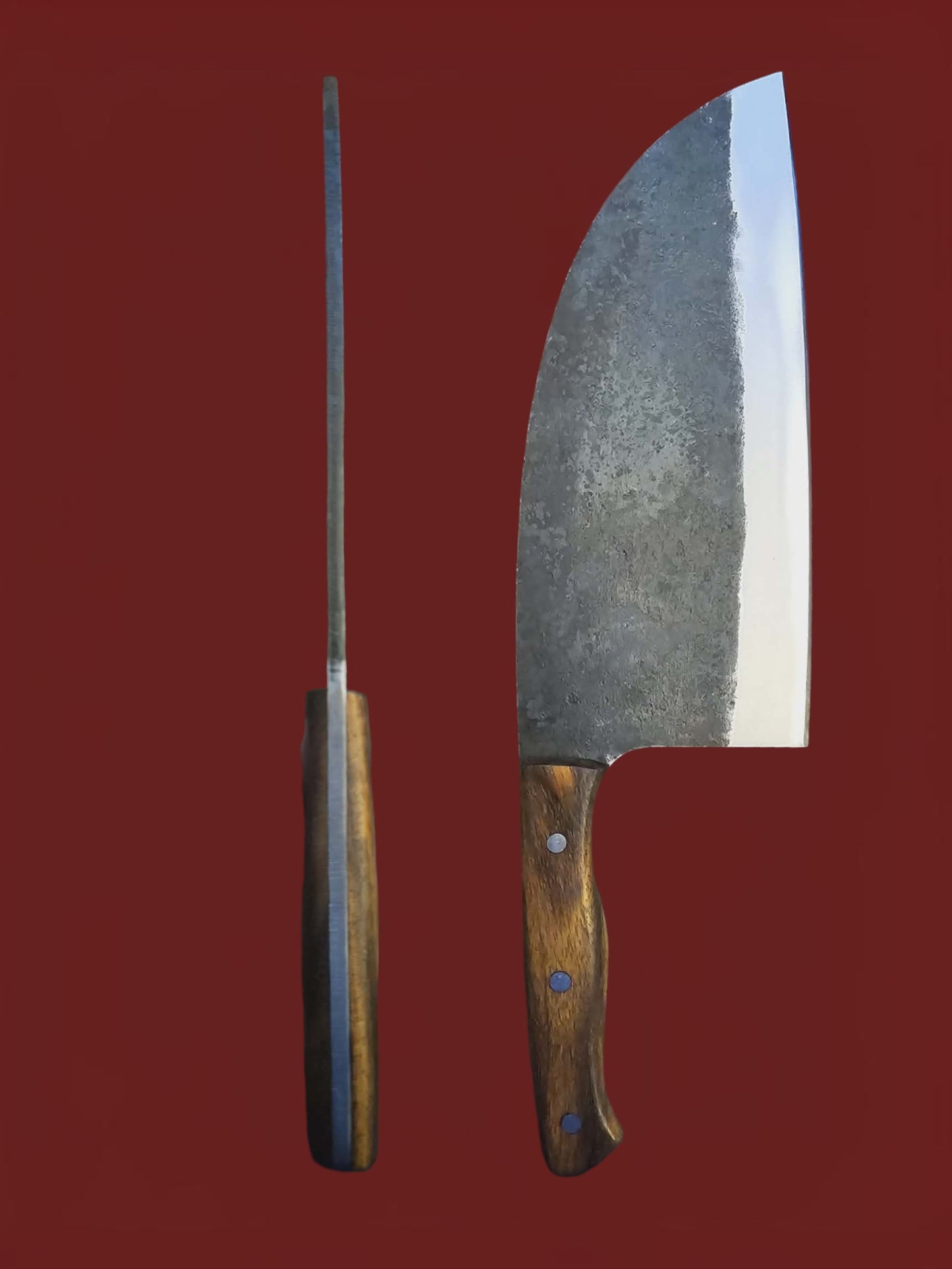 K013 - Cleaver - Carbon Steel & Wood