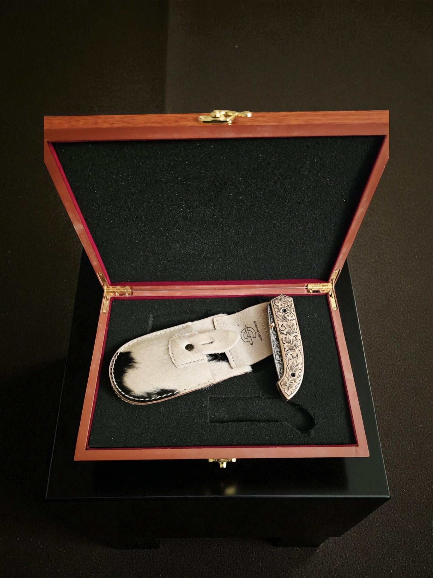 S124G – Handmade Exclusive EDC + Wild Ibex Leather Sheath & Premium Wooden Gift Box