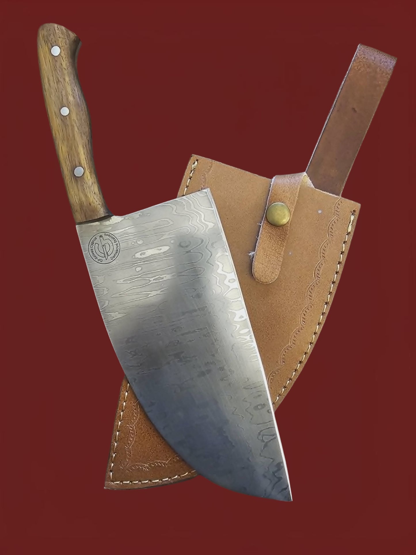 R047 Serbian Chef's Knife - Stainless Damascus & Wood