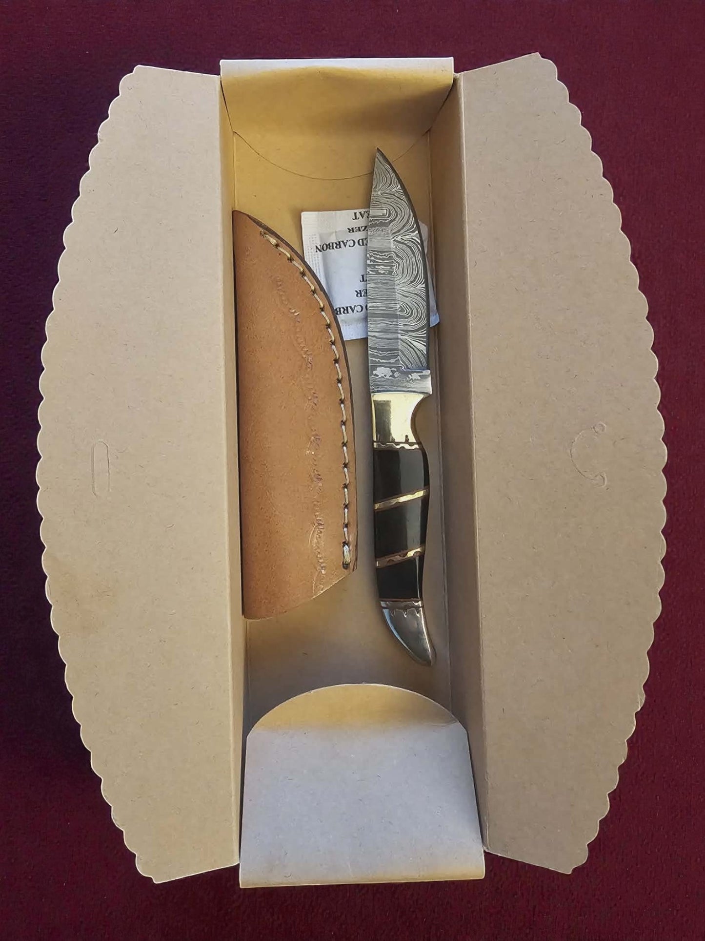 R016 - Χειροποίητο Mini Hunting Knife από Δαμασκηνό ατσάλι & Κέρατο βούβαλου