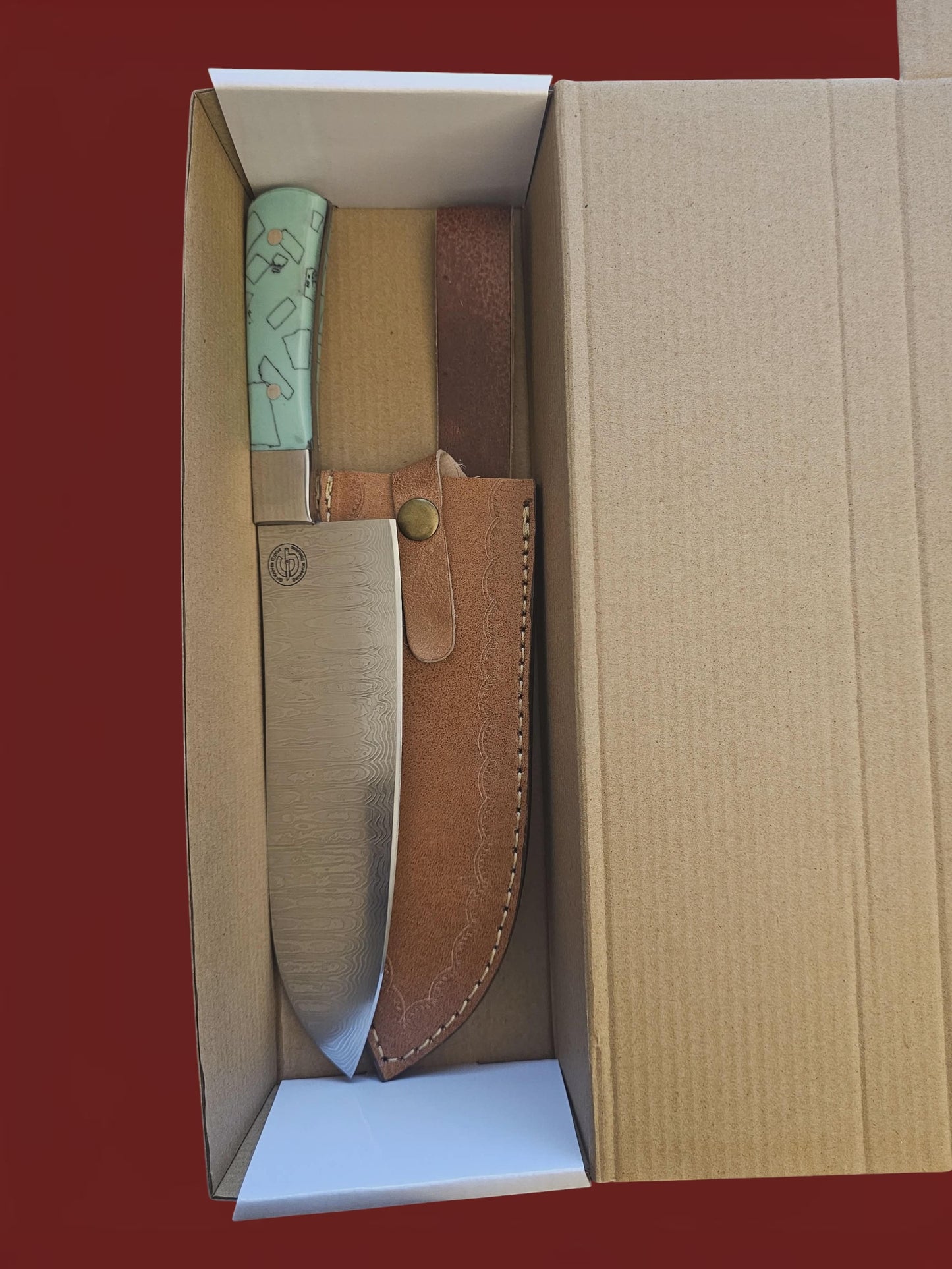R043 Santoku - Stainless Damascus & Resin