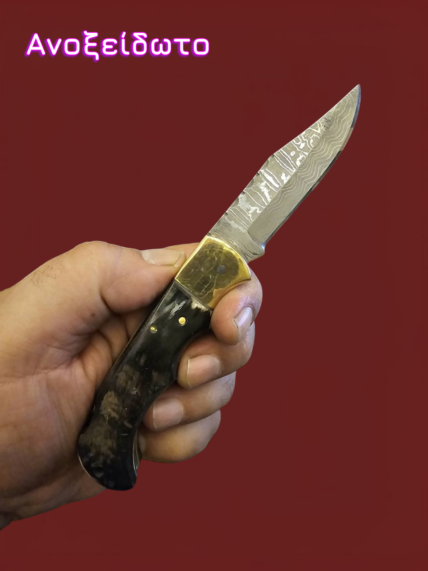 F094 - Tsiakkoui - Stainless Damascus & Horn