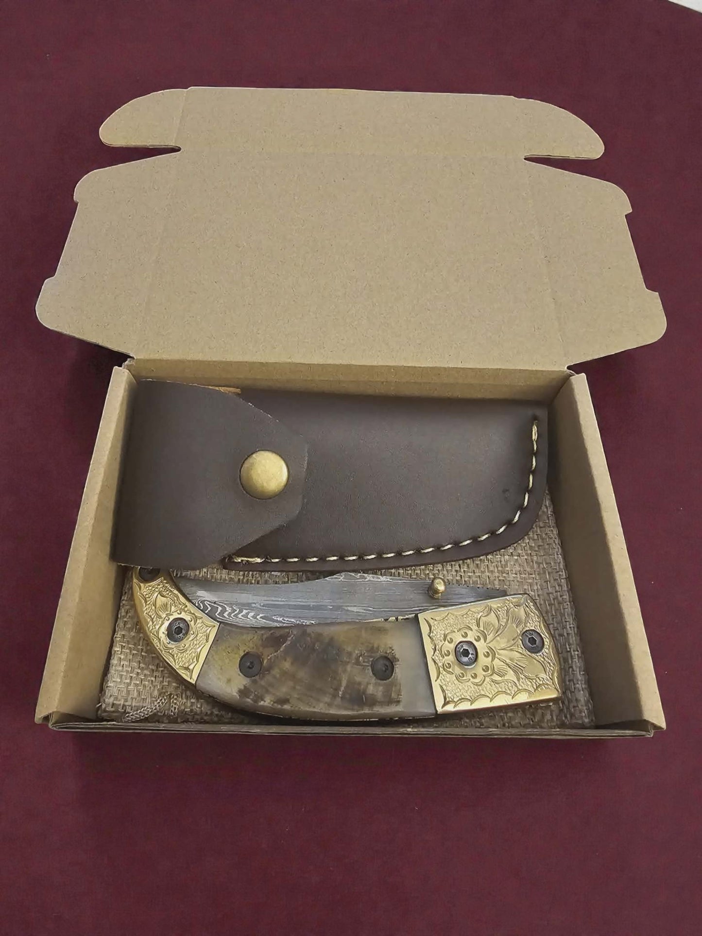 F054 - Χειροποίητο Stalwart EDC από Δαμασκηνό ατσάλι & Κέρατο άγριου κριαριού