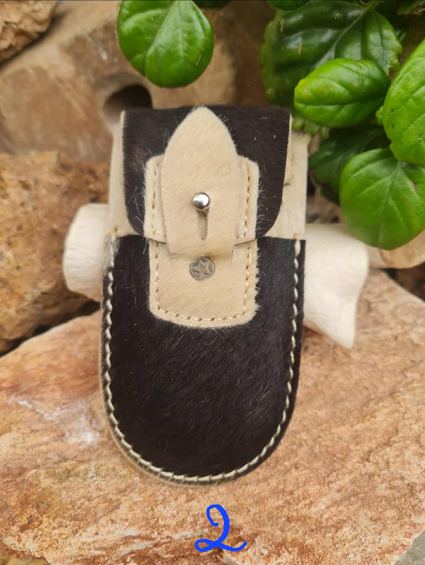 Luxury Ibex Leather Sheath with Natural Hair for Folding Knives