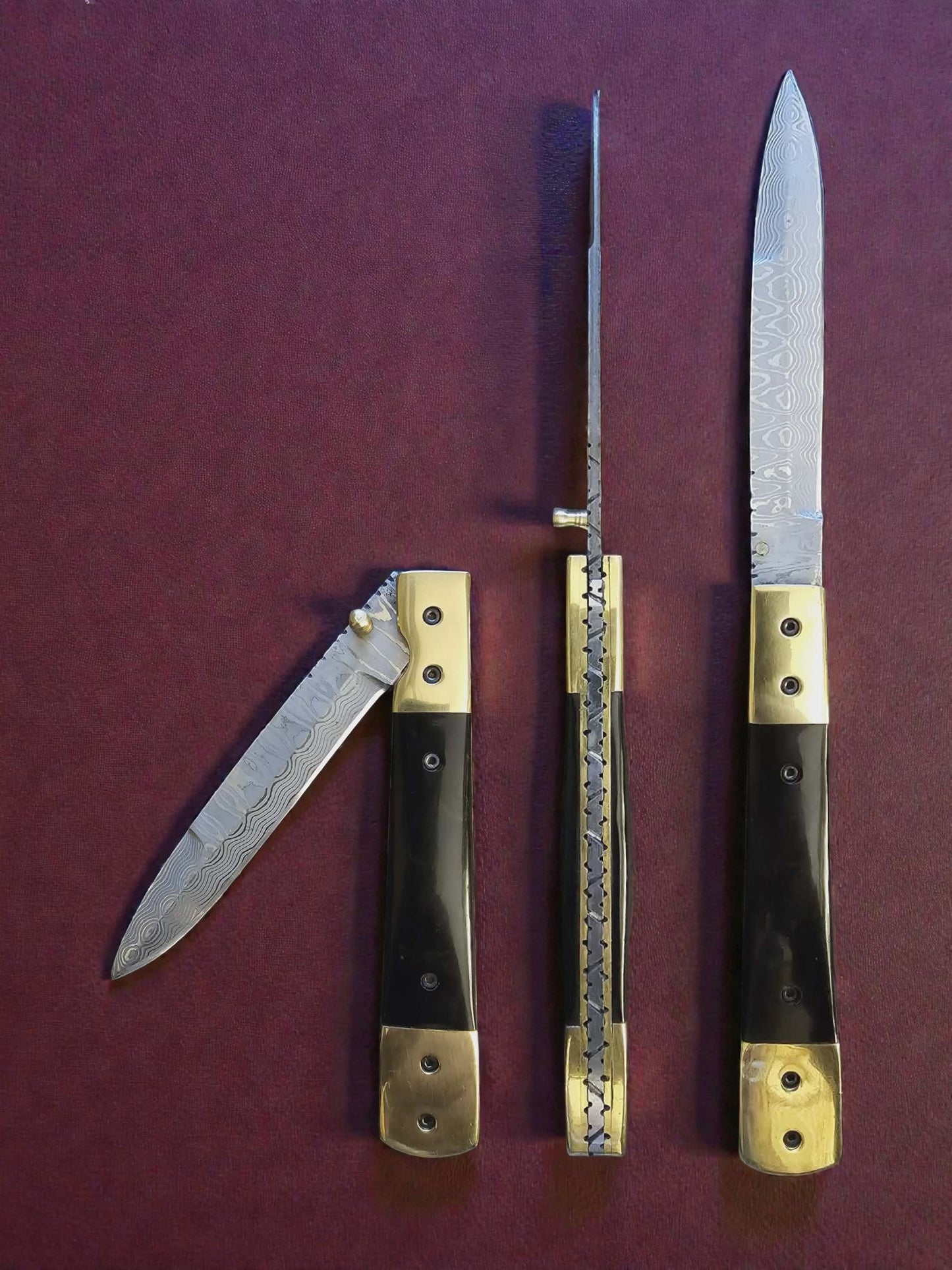 F064 - Χειροποίητο Stiletto από Δαμασκηνό ατσάλι νέας γενιάς (ανοξείδωτο) & Κέρατο βούβαλου