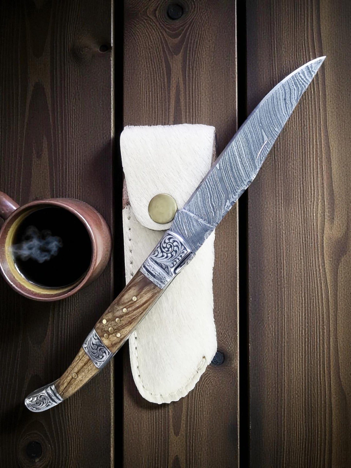 Z008 Premium Wild Ibex Leather Sheath for Small Folding & Laguiole Knives