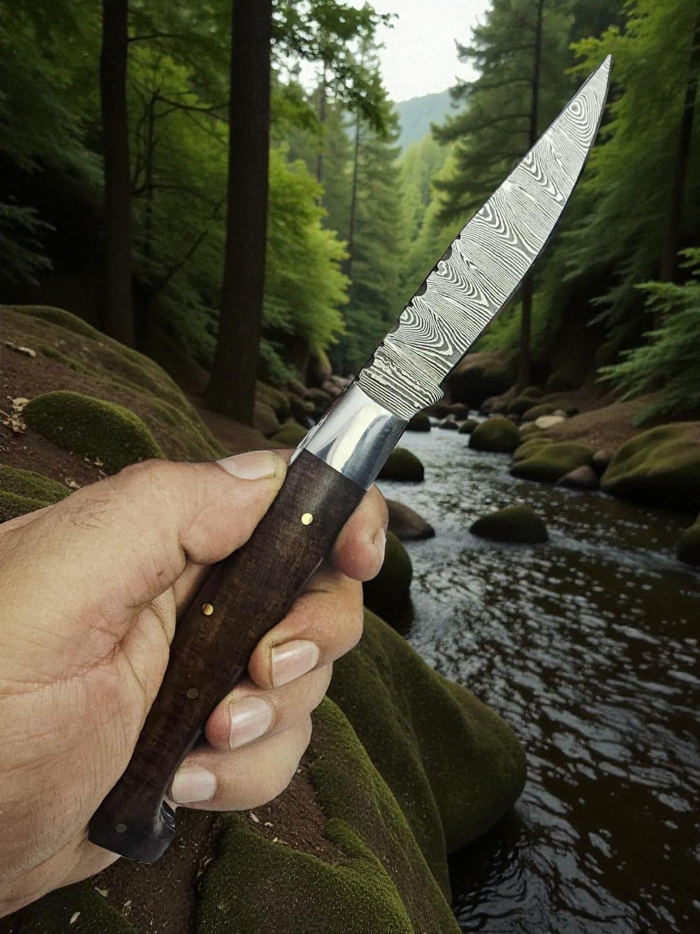 B123 Handmade Resolza Pattadese - Damascus Steel & Walnut Wood