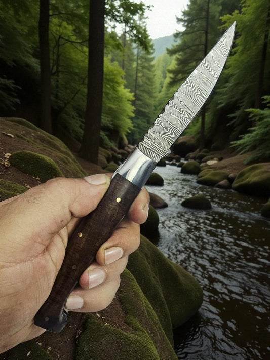 B123 Handmade Resolza Pattadese - Damascus Steel & Walnut Wood