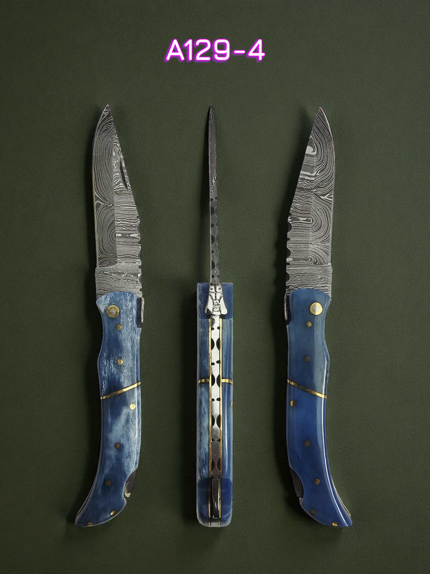 A129 Handmade Laguiole Élite - Damascus Steel & Resin Camel Bone