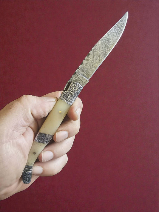 F036 - Χειροποίητο Laguiole Art Edition από Δαμασκηνό ατσάλι & Κόκκαλο καμήλας