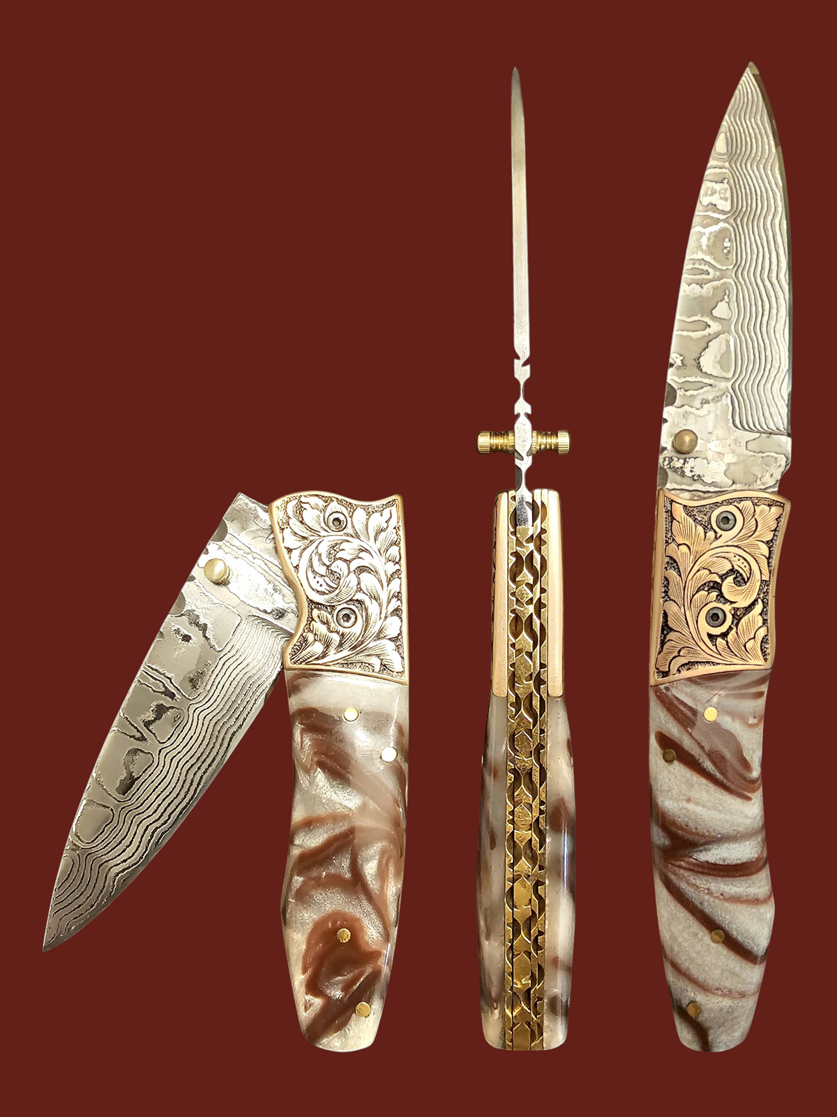 F156 - GP-CY2 | 2026 Stainless Damascus Steel & Resin